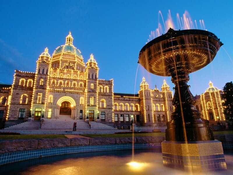 Victoria Parliament Building at dusk