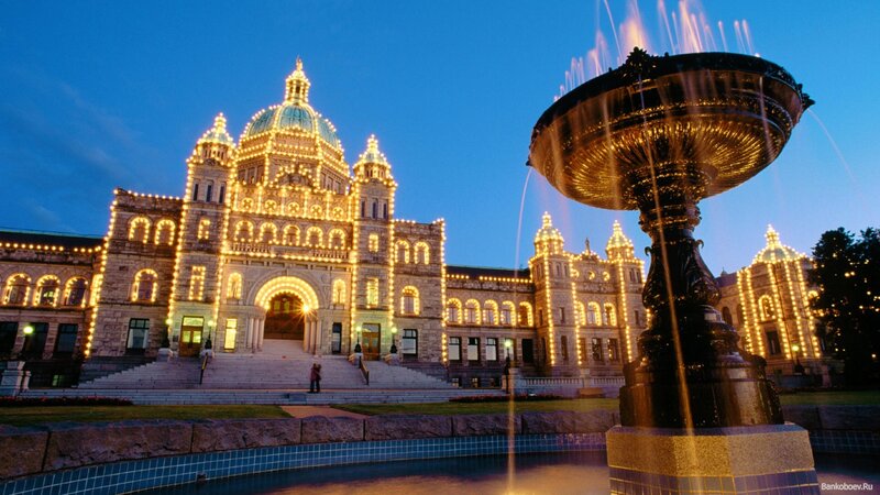 Victoria Parliament Building at dusk