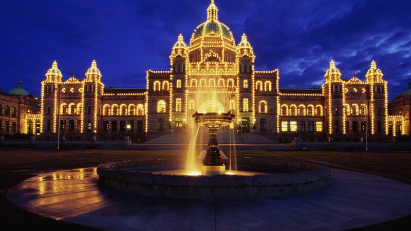 Victoria Parliament Building at night