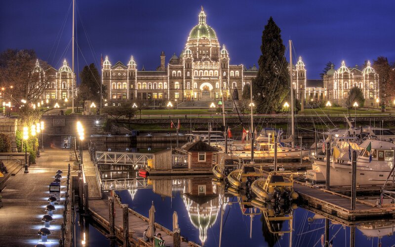 Victoria Parliament Building at night
