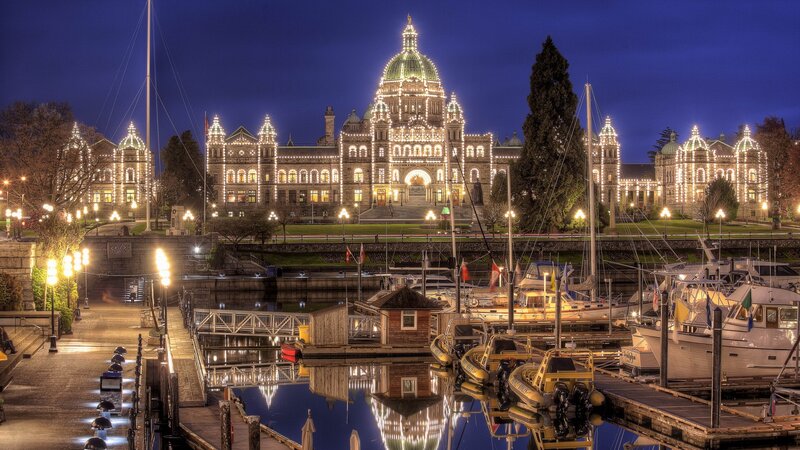 Victoria Parliament Building at night