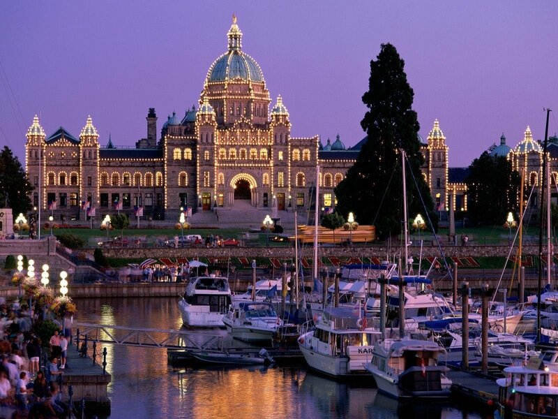 Victoria's parliament building at dusk