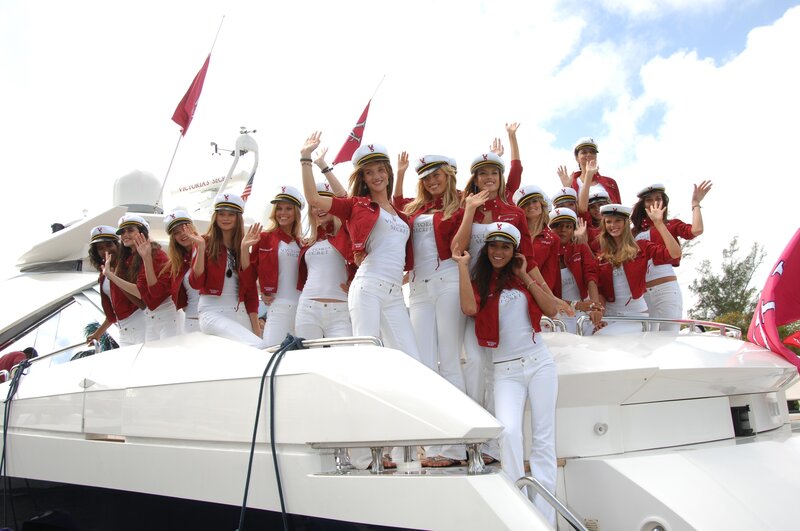 Victoria's Secret models on yacht