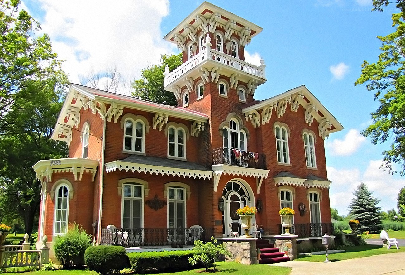 Victorian brick house with tower
