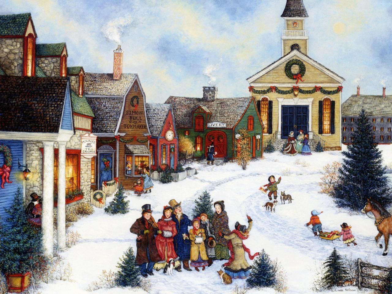 Victorian Christmas Town Scene