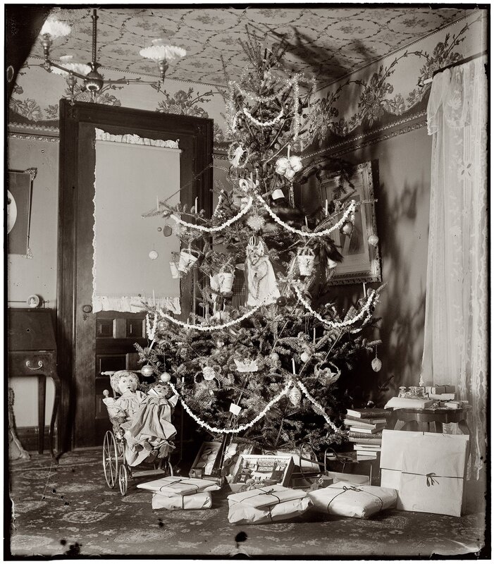 Victorian Christmas tree scene