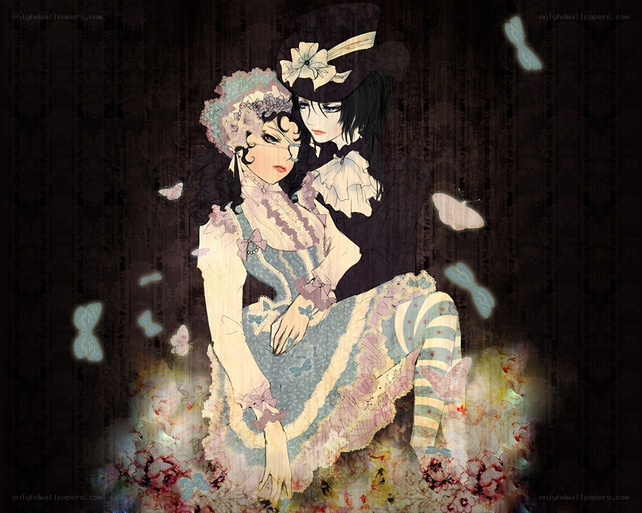Victorian couple with butterflies