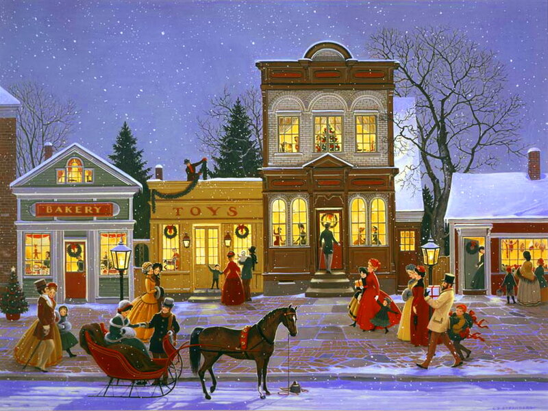 Victorian-era Town Scene — Purple