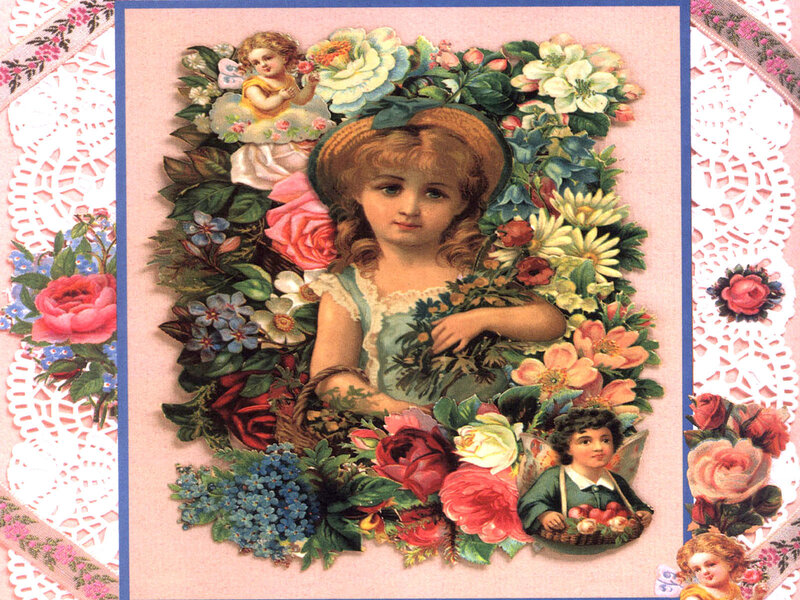Victorian floral child illustration
