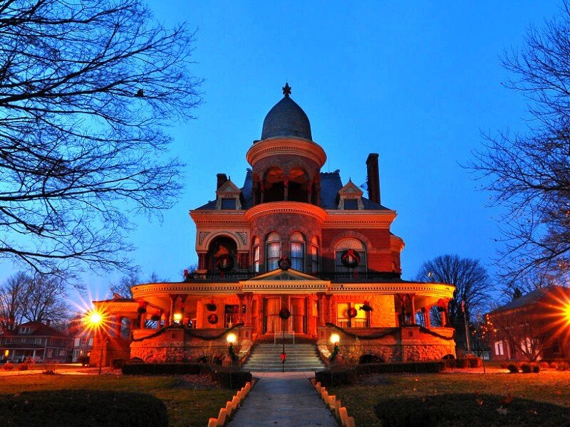 Victorian house at dusk