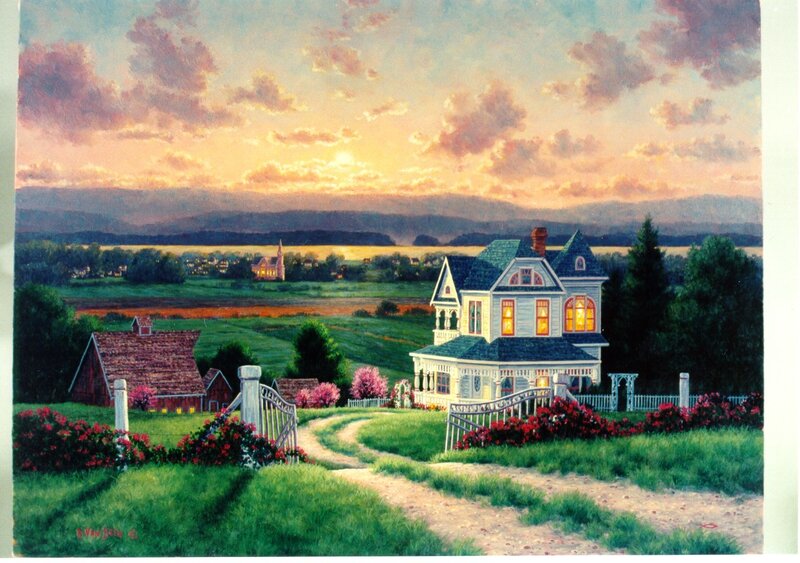Victorian house at sunset