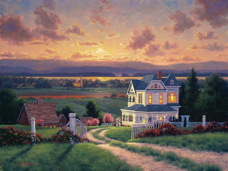 Victorian House at Sunset — Orange