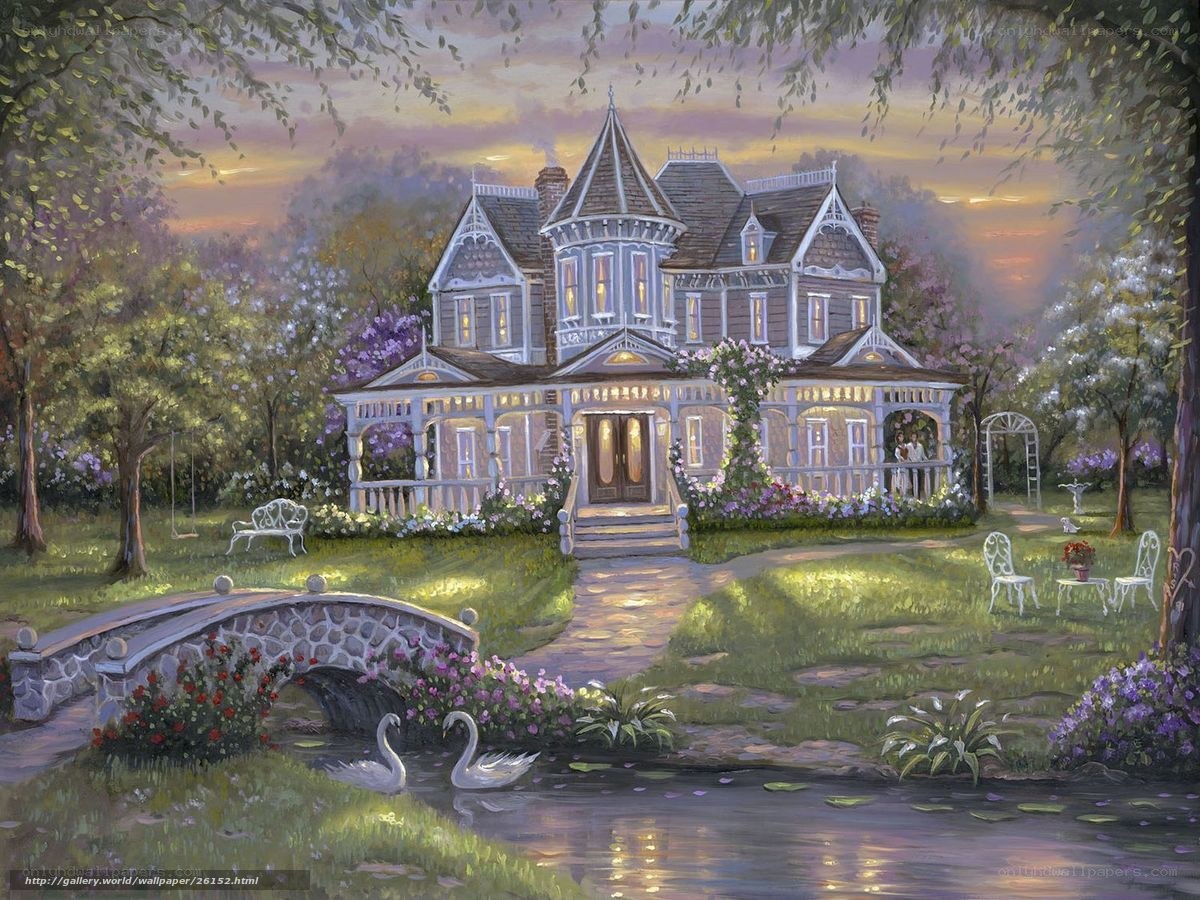 Victorian house at sunset