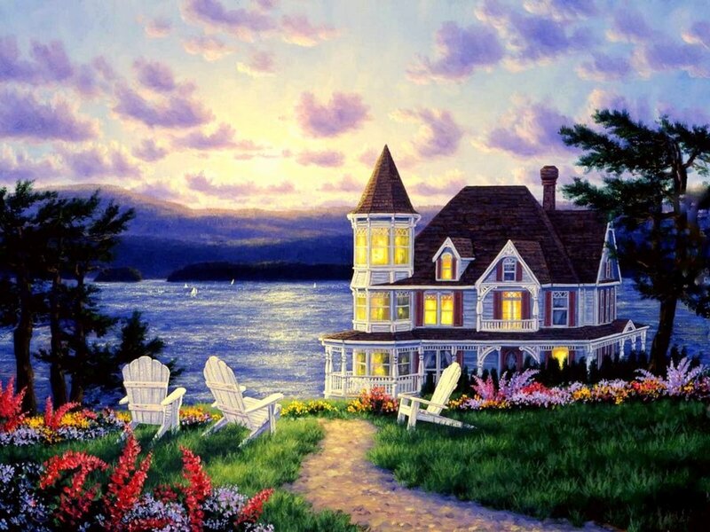 Victorian House by Lake