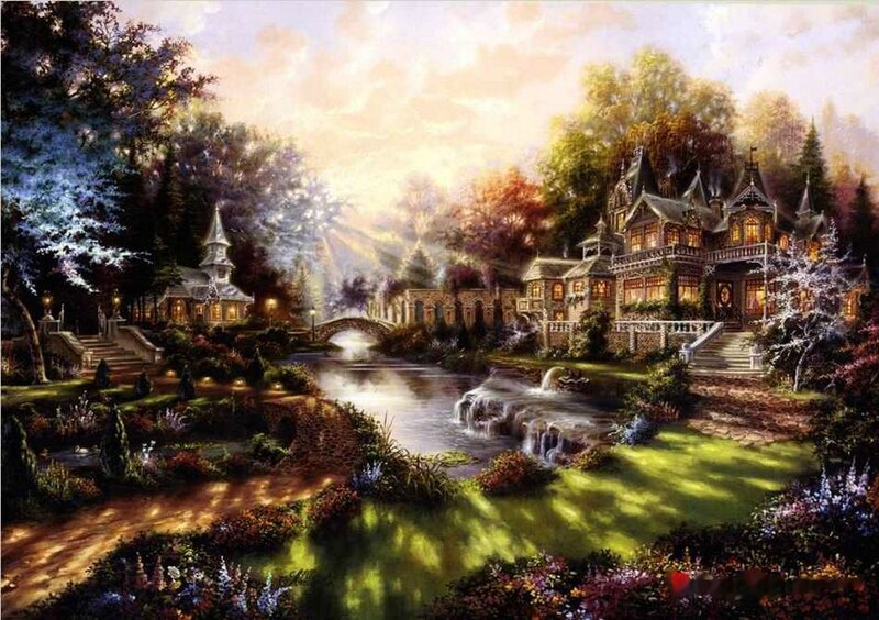 Victorian House by River — Green, Serene