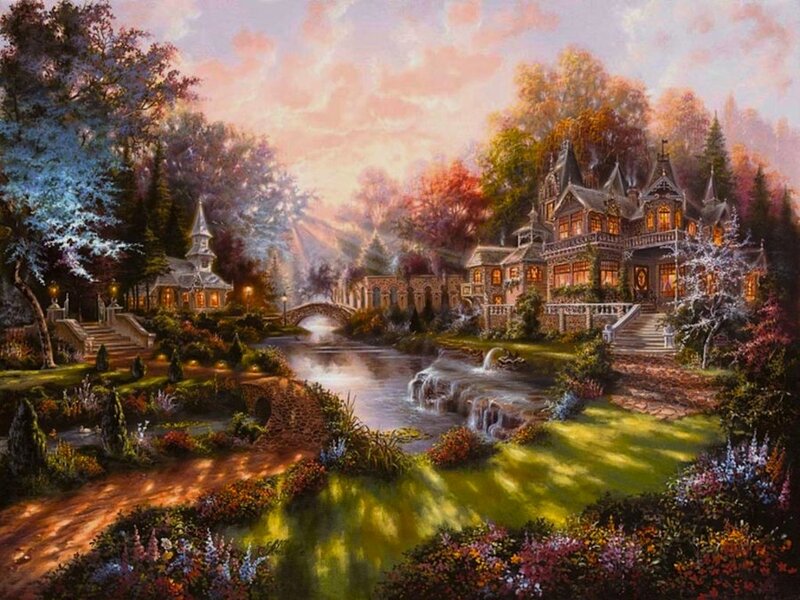 Victorian House by River — Green