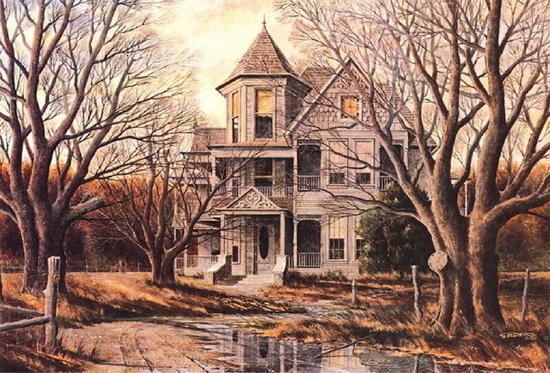 Victorian House in Autumn — Brown, Serene