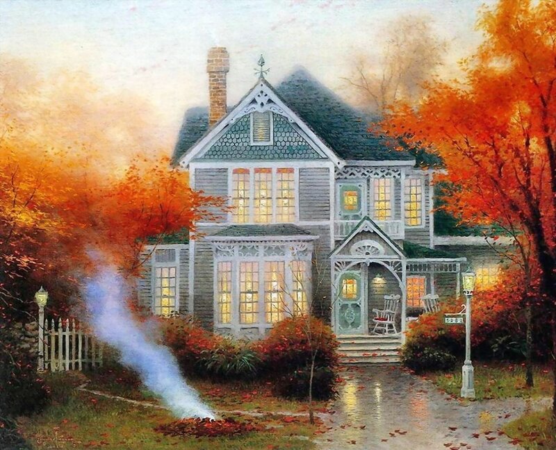 Victorian House in Autumn — Orange, Serene