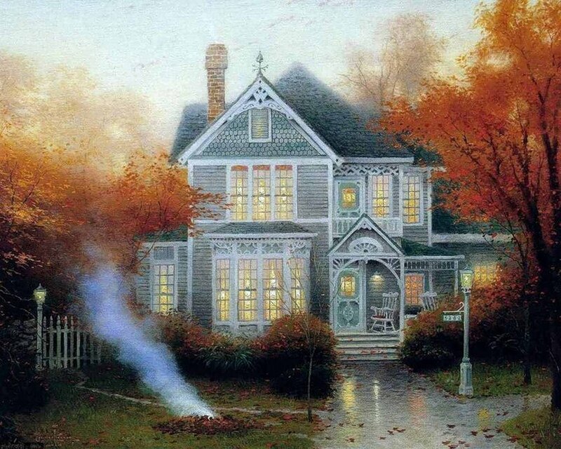 Victorian House in Autumn — Orange