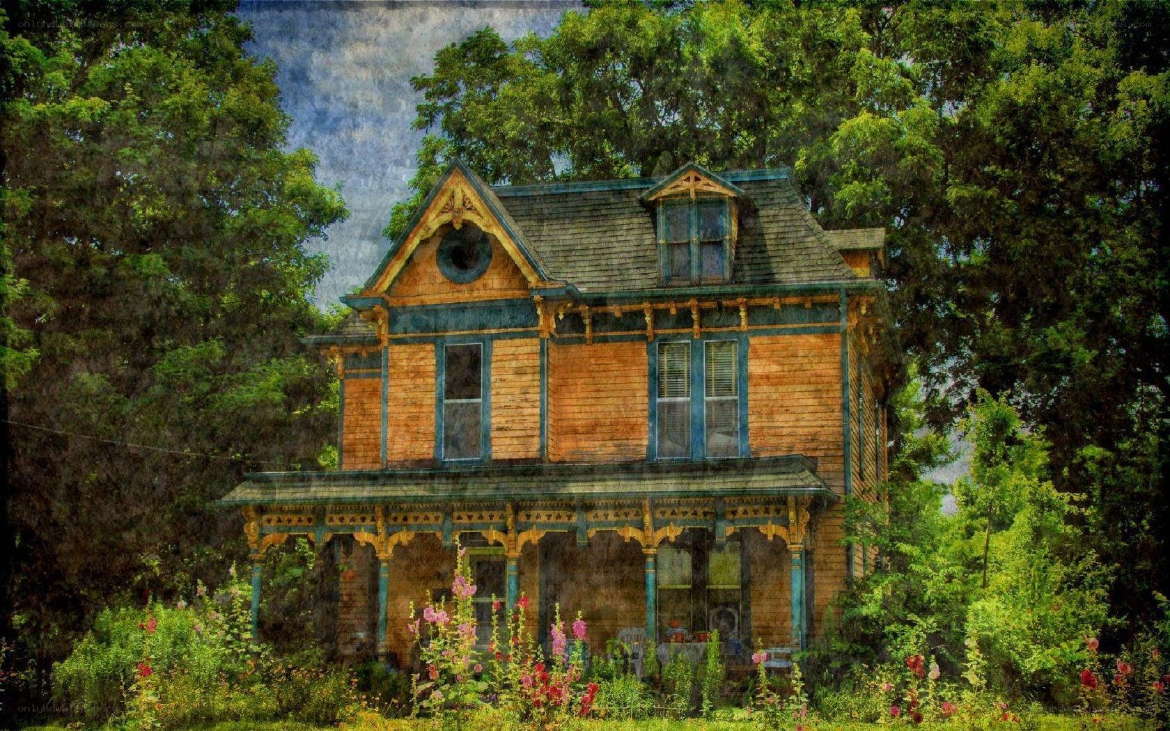 Victorian house in overgrown garden