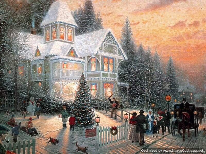 Victorian House in Winter — White, Festive