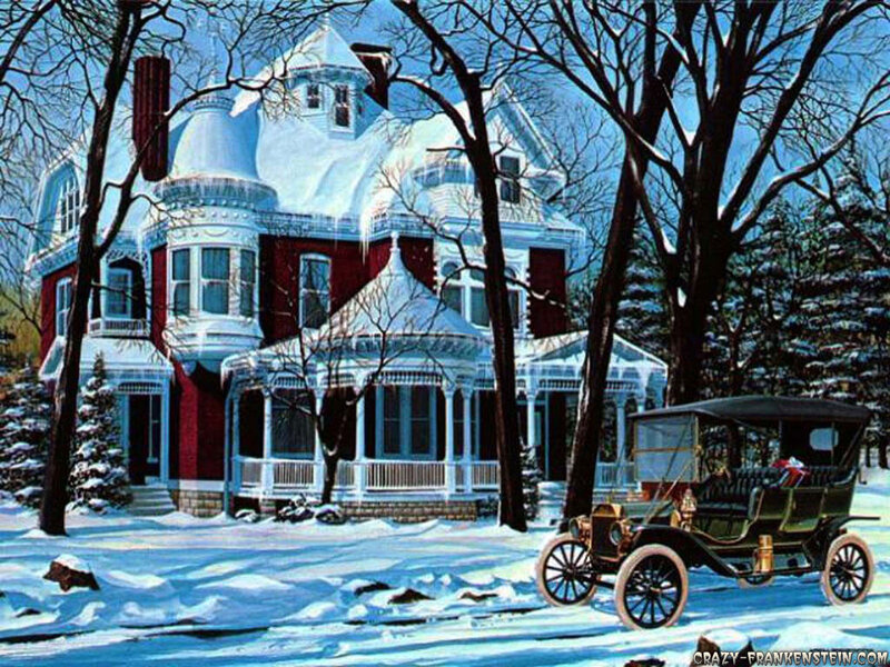 Victorian House in Winter — White, Serene