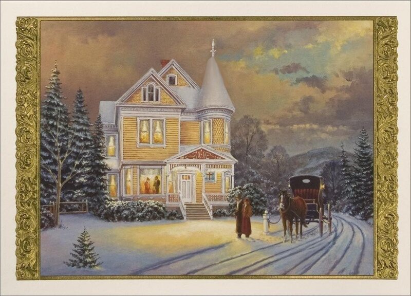 Victorian House in Winter — Yellow, Serene