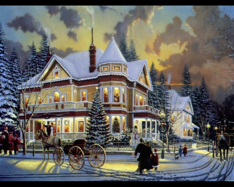 Victorian House in Winter — Yellow