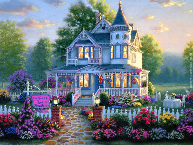 Victorian House with Garden — White
