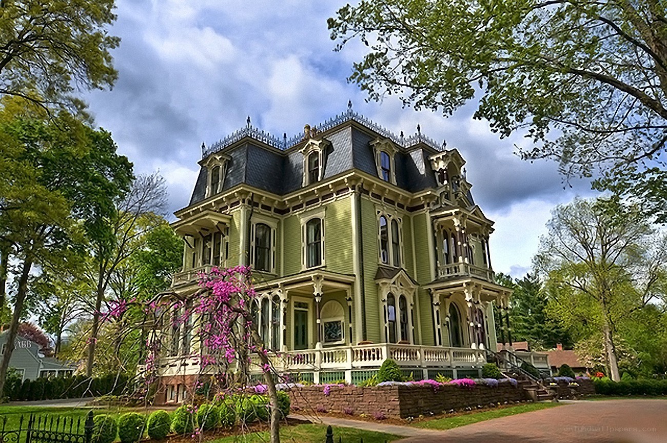 Victorian house with green siding