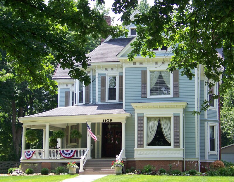 Victorian House with Porch — Blue
