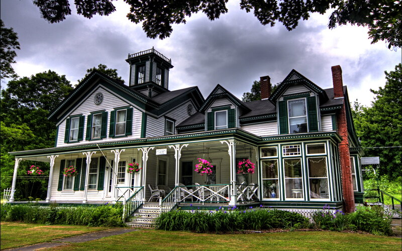 Victorian House with Porch — White