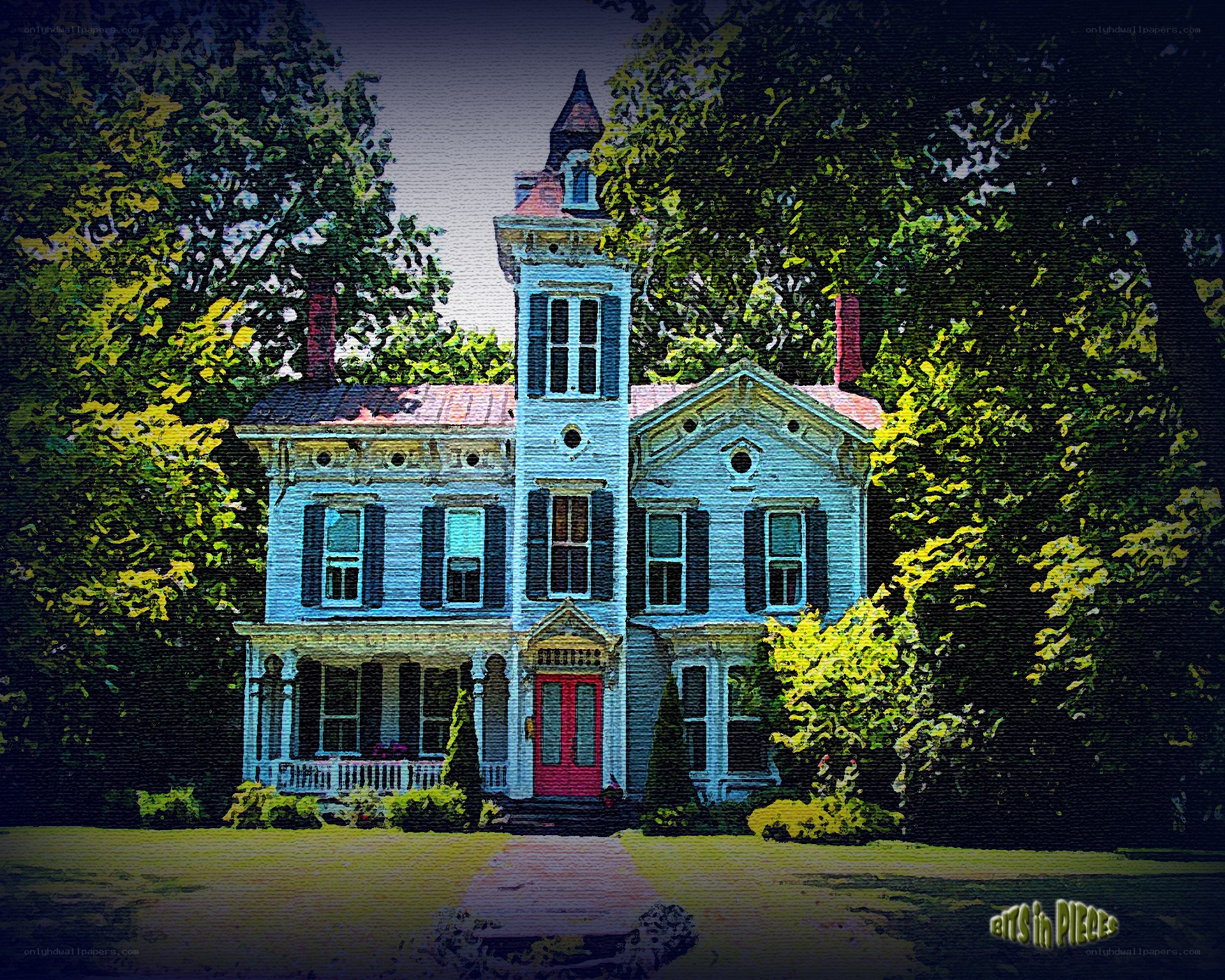 Victorian house with red door