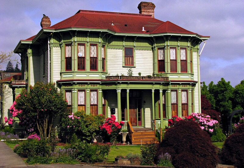 Victorian house with red roof