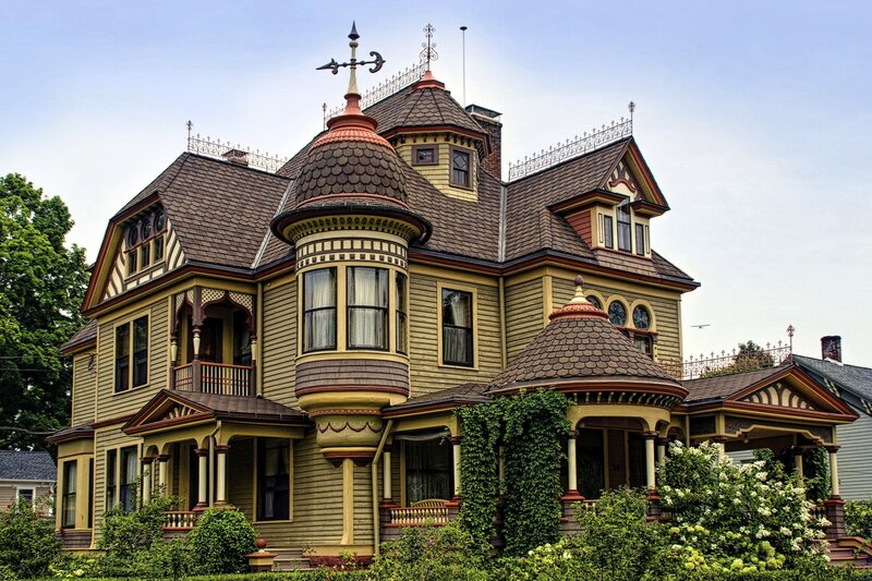 Victorian House with Turret — Yellow