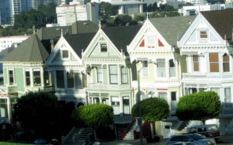 Victorian Houses in Row — Green