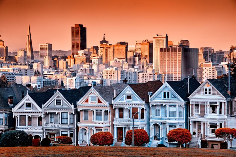 Victorian Houses on a Hill — Orange