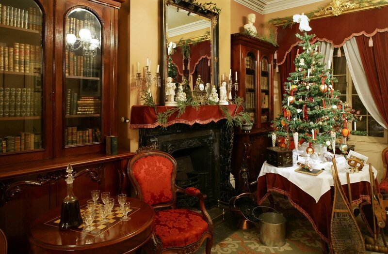 Victorian living room with Christmas tree