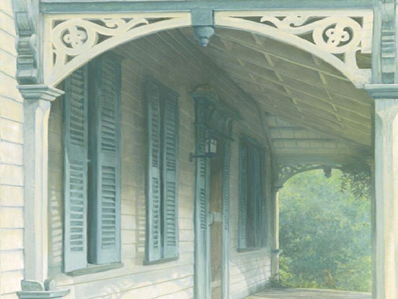 Victorian porch with shutters