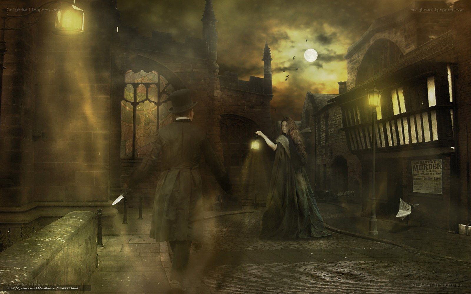 Victorian street at night