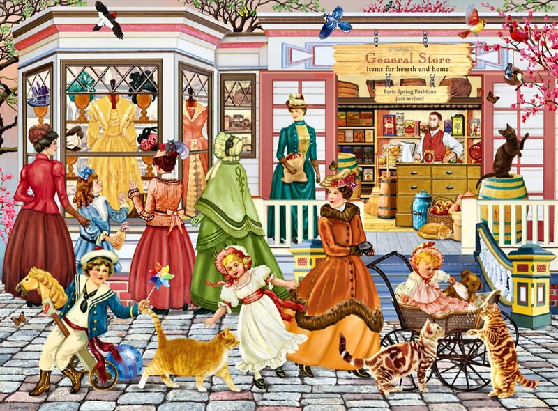 Victorian Street Scene — Green