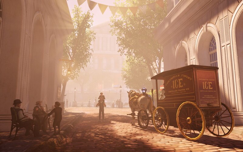 Victorian street scene with ice cart