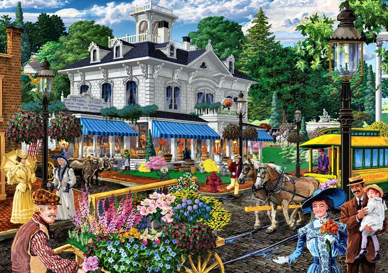 Victorian Town Street — Blue, Lively