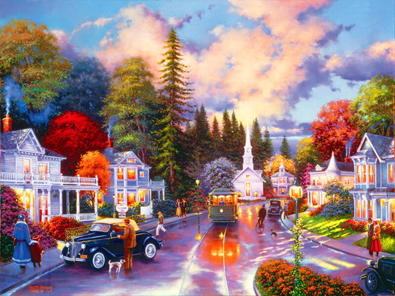 Victorian Town Street — Blue