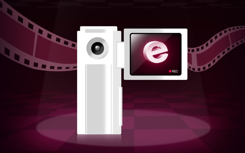 Video camera with e logo