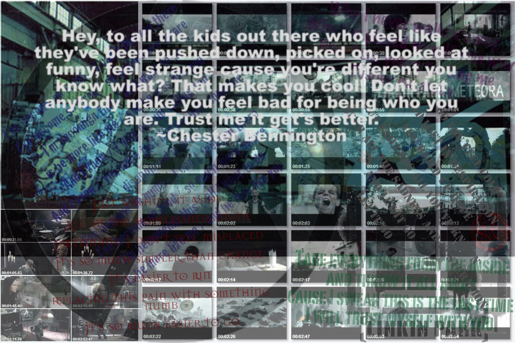 video collage with text overlay