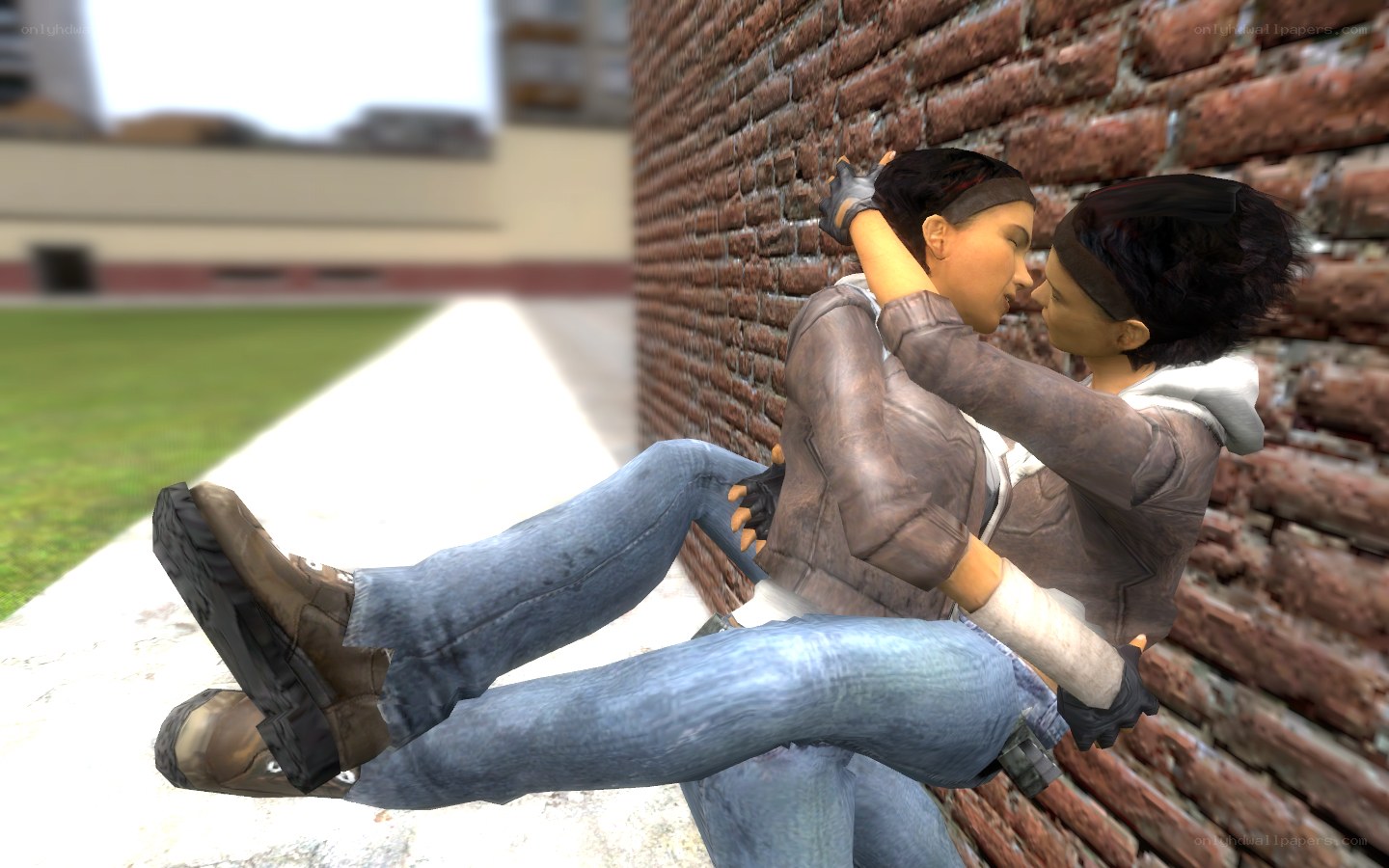 video game character embrace