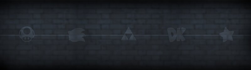 video game character icons on brick wall