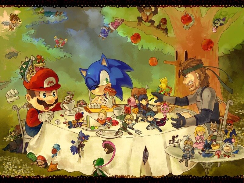 Video game characters at a picnic