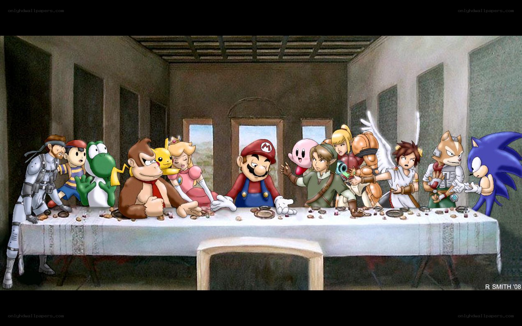 video game characters at last supper